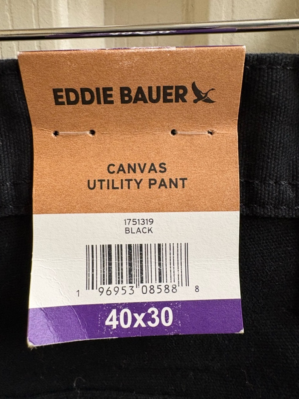 NWT Eddie Bauer Black Canvas Utility Pants Sz 40x30 - Picture 3 of 3